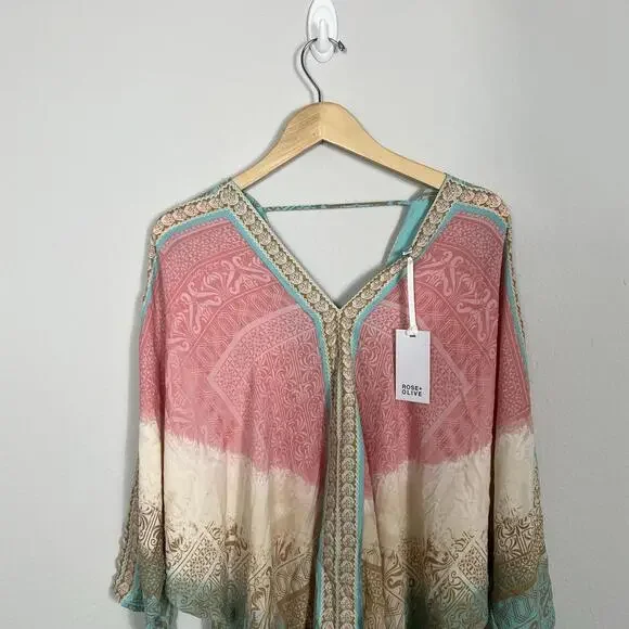 Rose & Olive Pink and Teal Women's Top - Picture 3 of 8